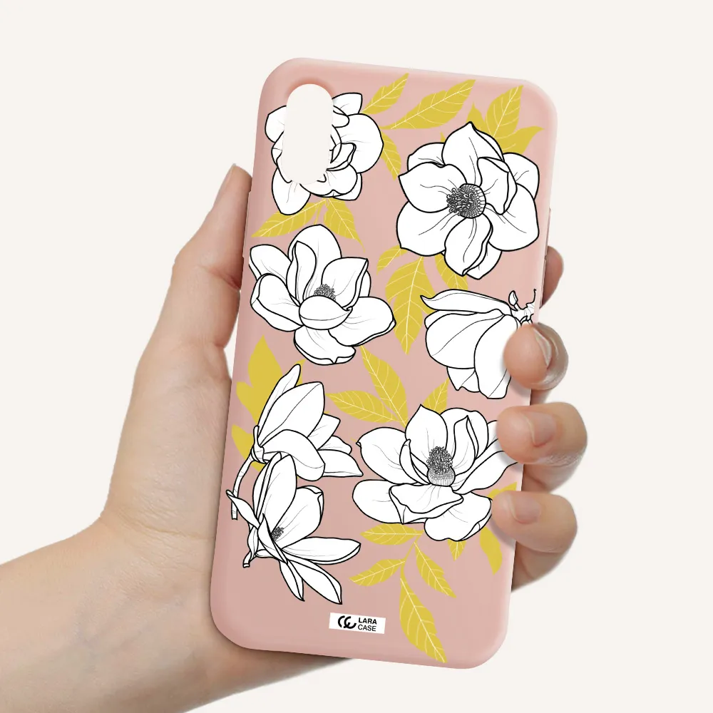 White Quince Flower Apple iPhone XS Silicone pastel pink Case
