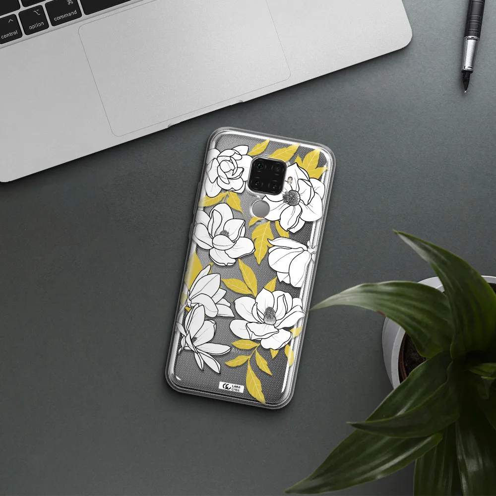 White Quince Flower Huawei Mate 30 Lite Clear TPU Case