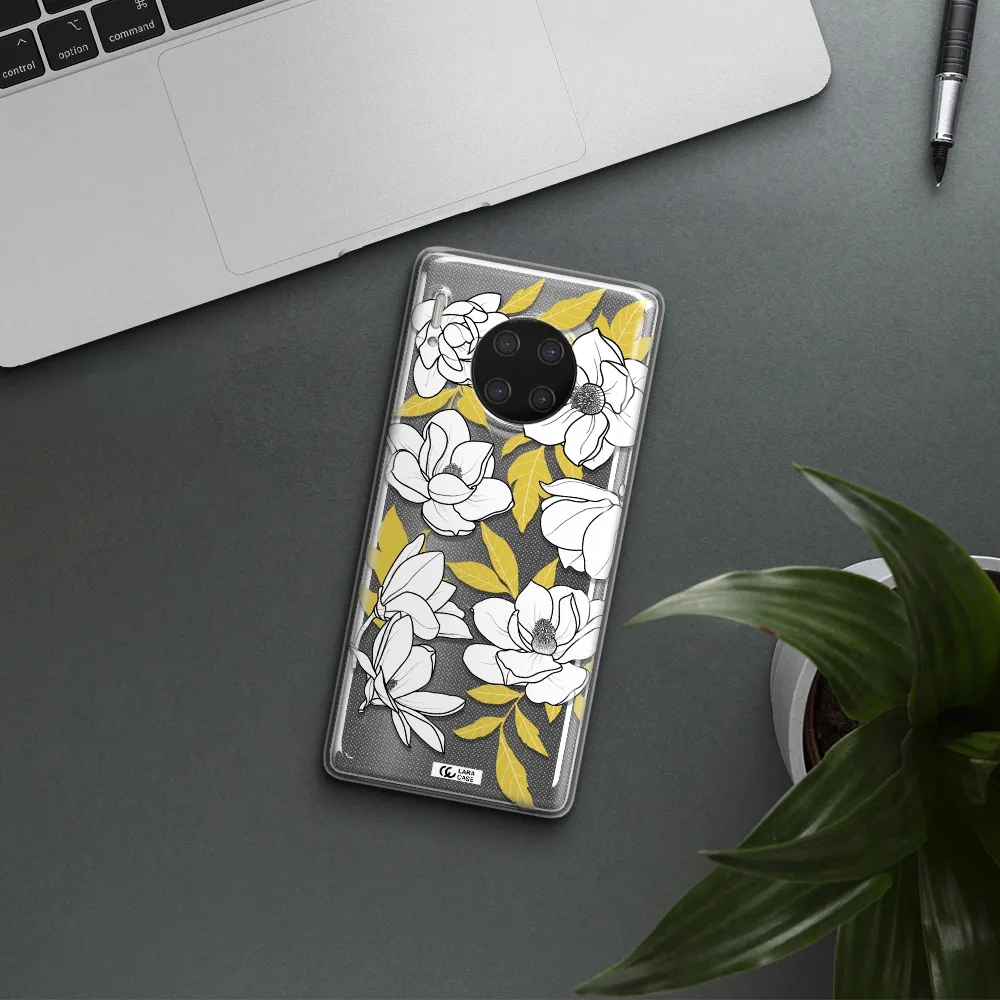 White Quince Flower Huawei Mate 30 Pro Clear TPU Case