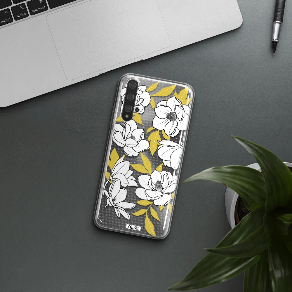 White Quince Flower Huawei Nova 5t Clear TPU Case