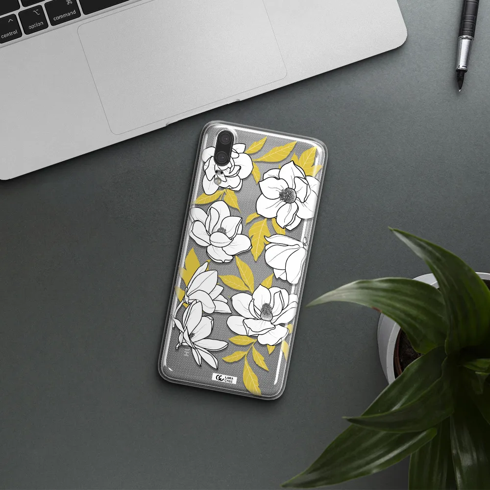 White Quince Flower Huawei P20 Clear TPU Case