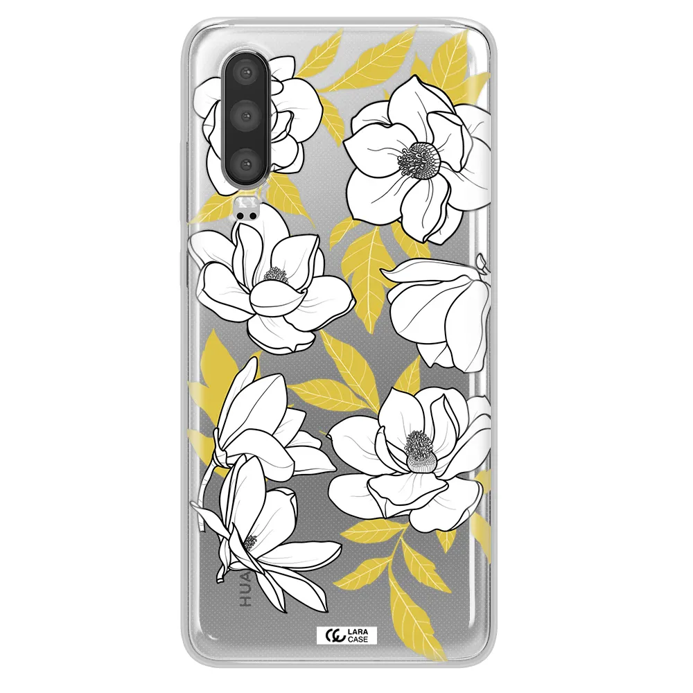White Quince Flower Huawei P30 Clear TPU Case