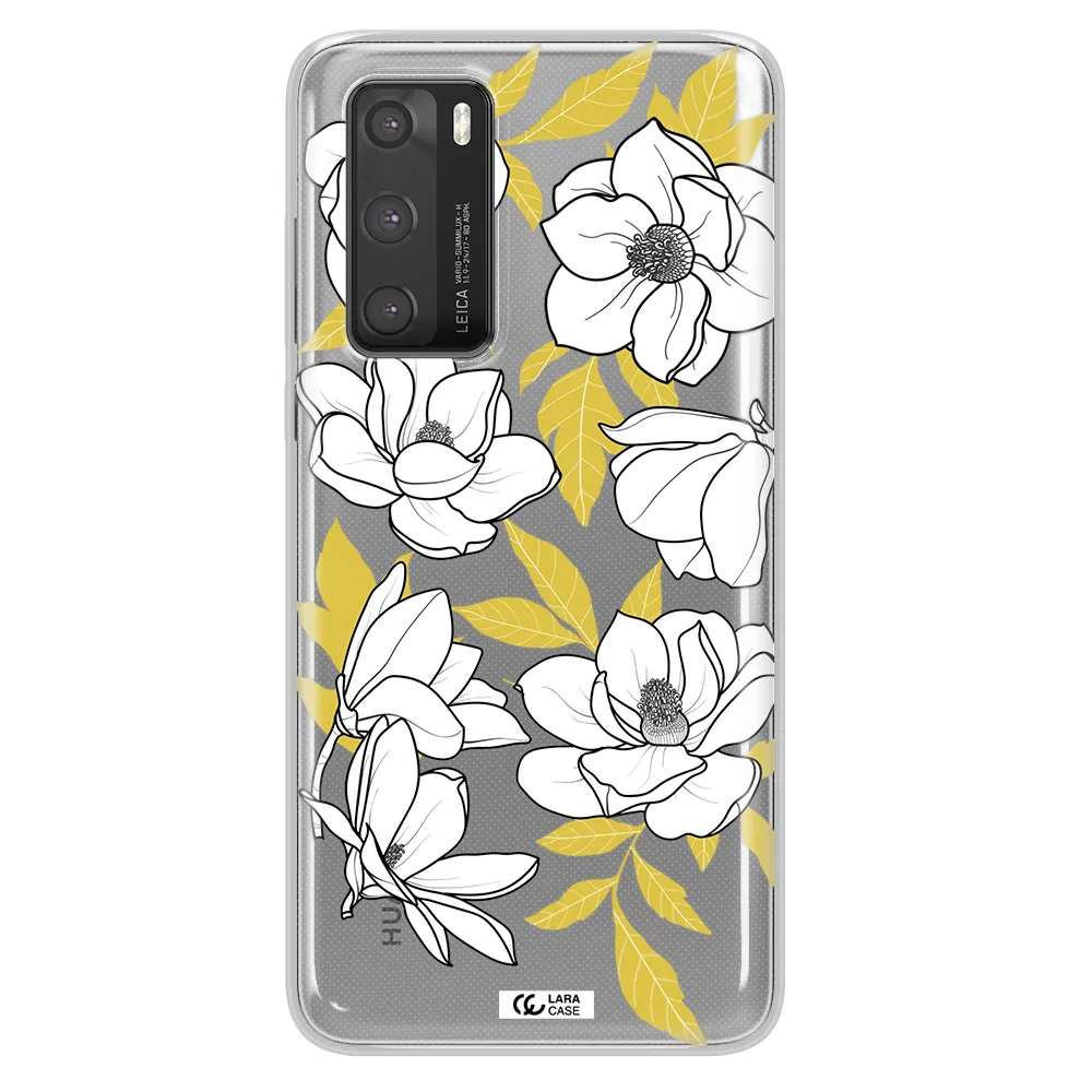 White Quince Flower Huawei P40 Clear TPU Case
