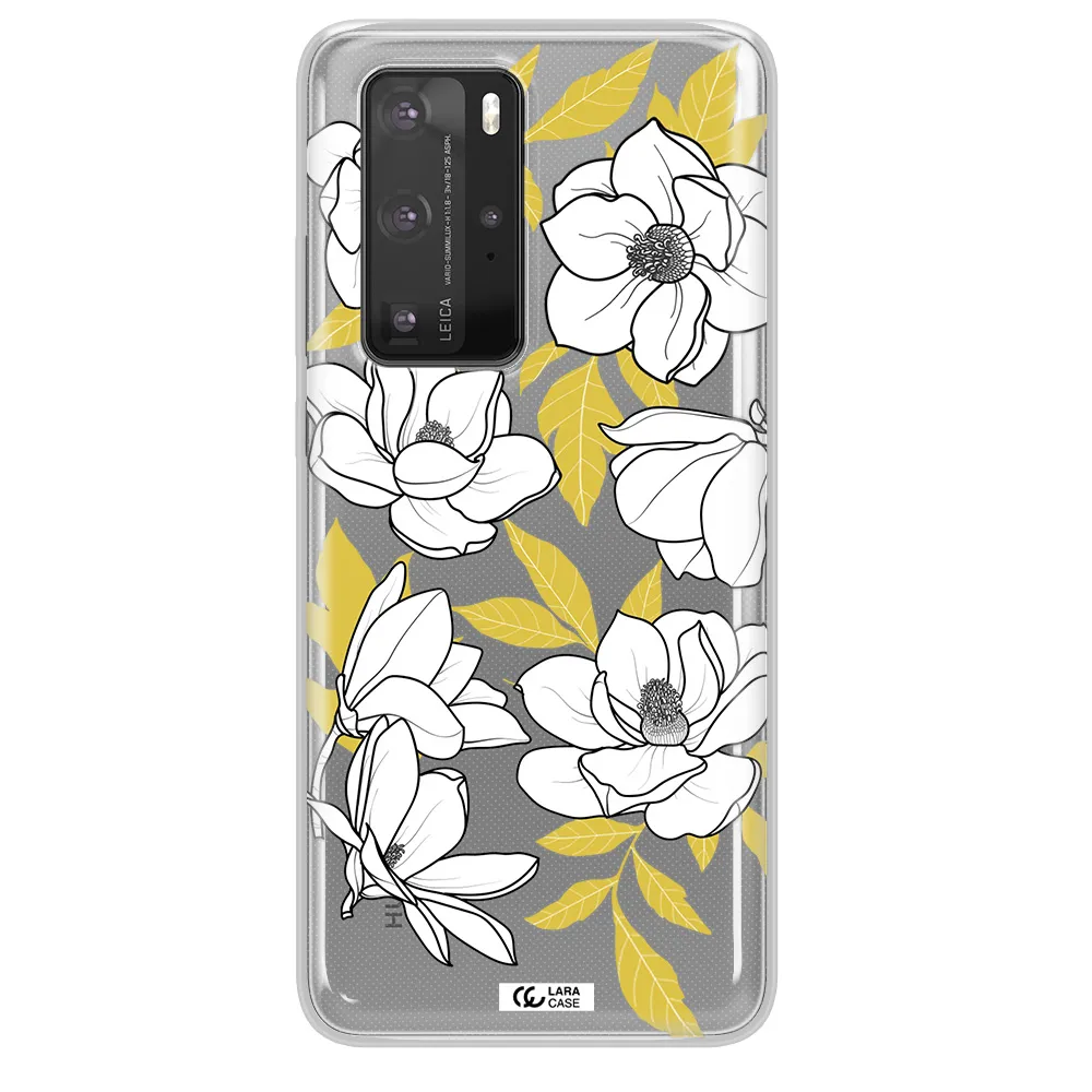 White Quince Flower Huawei P40 Pro Clear TPU Case