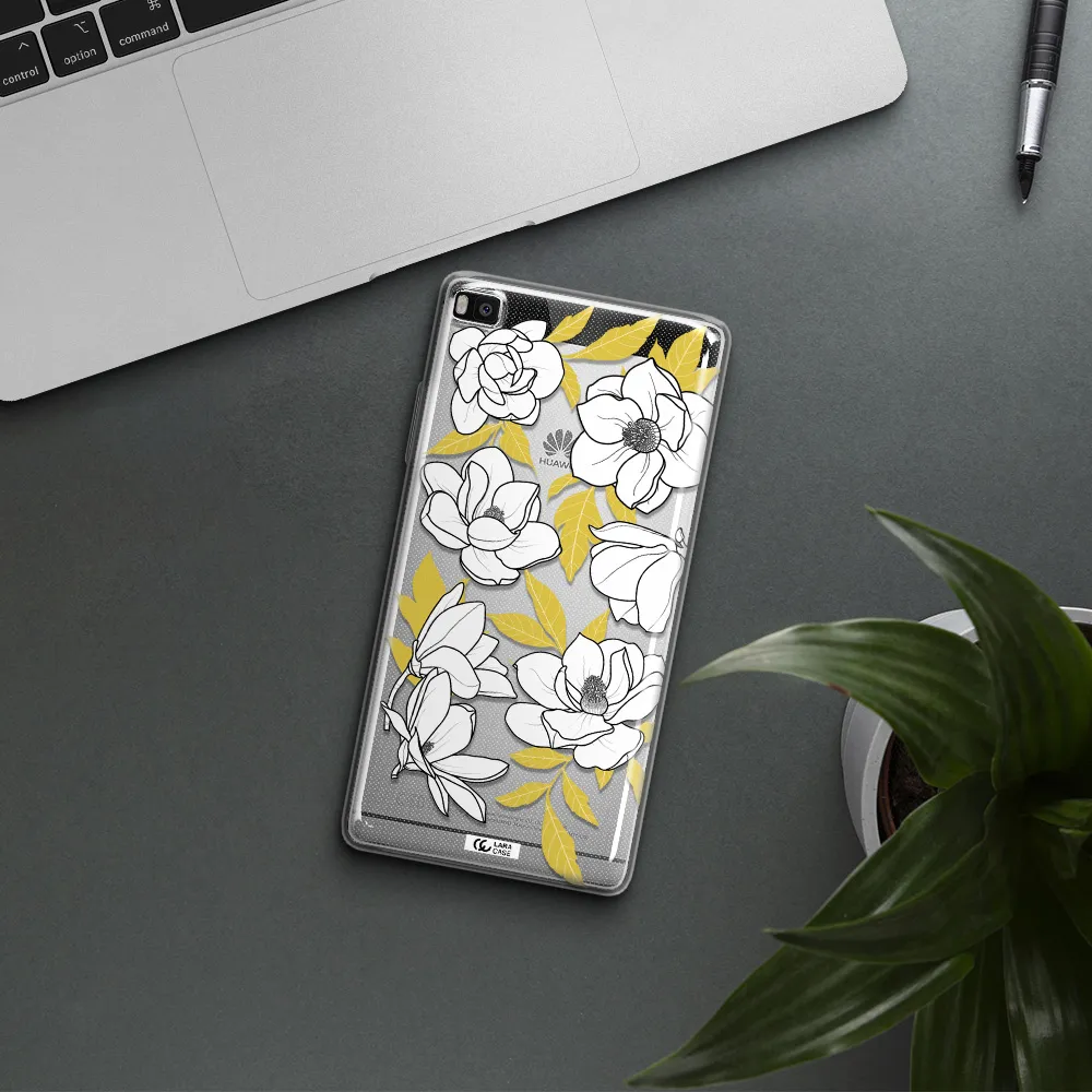 White Quince Flower Huawei P8 Clear TPU Case