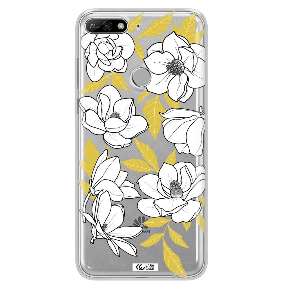 White Quince Flower Huawei Y7 2018 Clear TPU Case