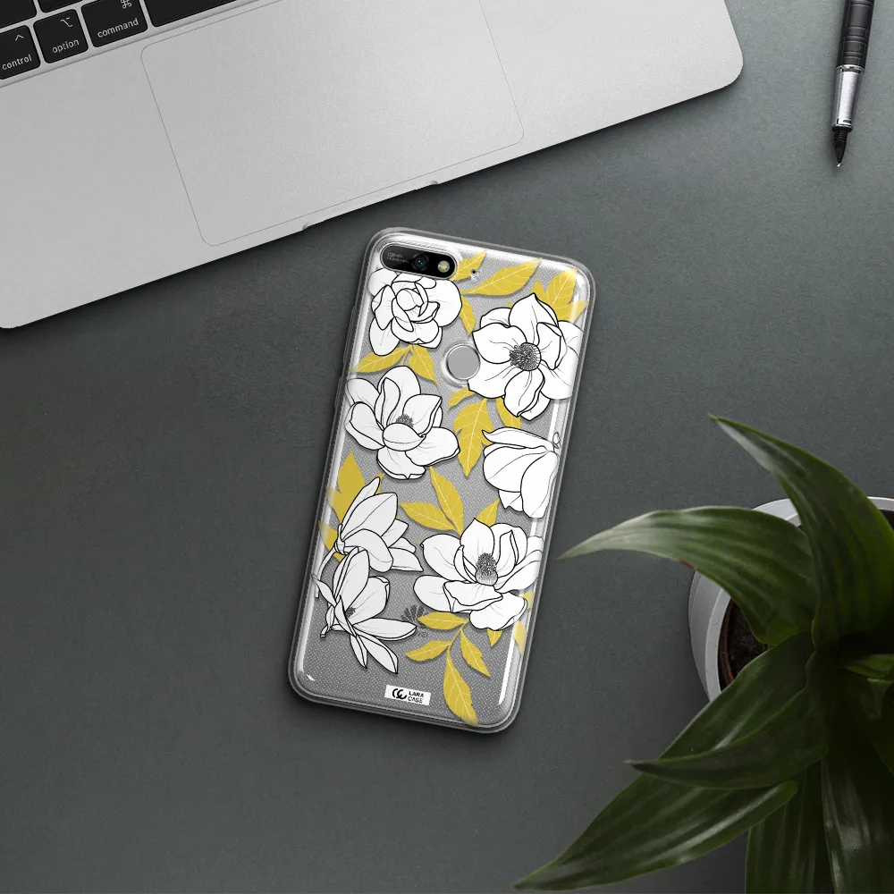 White Quince Flower Huawei Y7 2018 Clear TPU Case