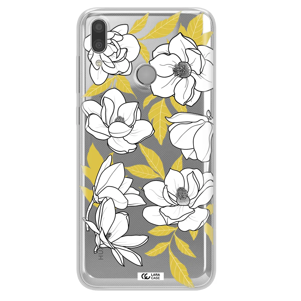 White Quince Flower Huawei Y7 2019 Clear TPU Case