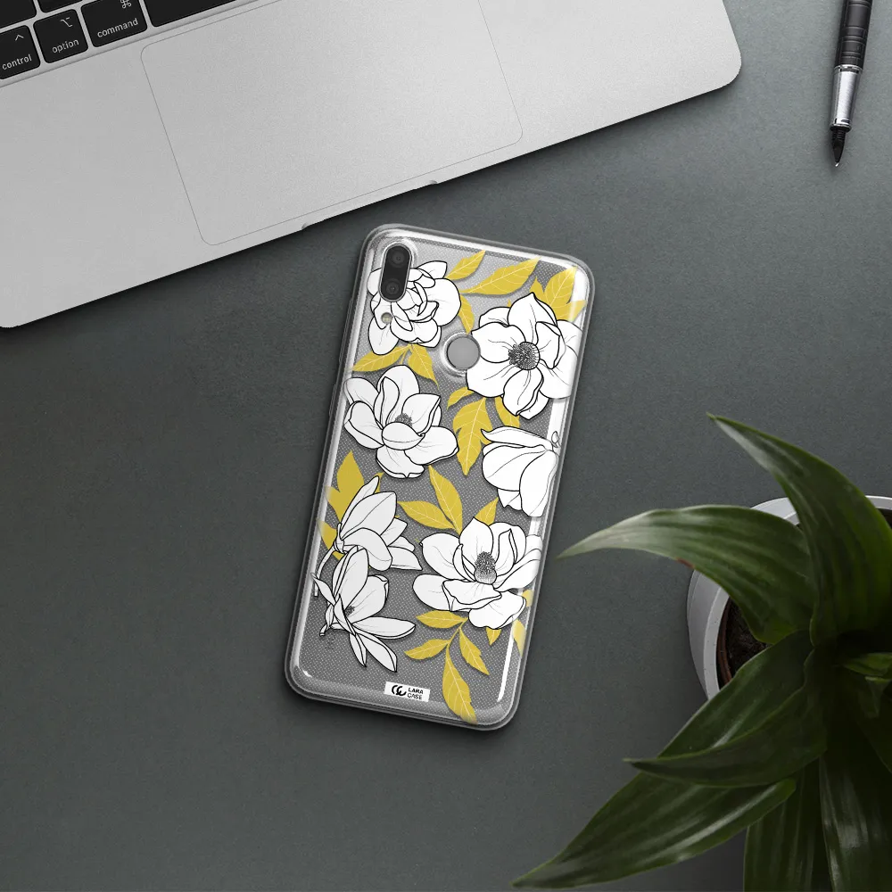 White Quince Flower Huawei Y7 2019 Clear TPU Case