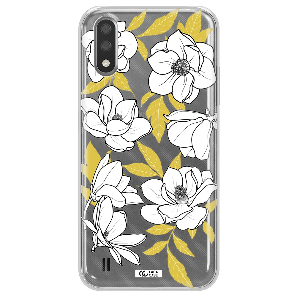 White Quince Flower Samsung A01 Clear TPU Case