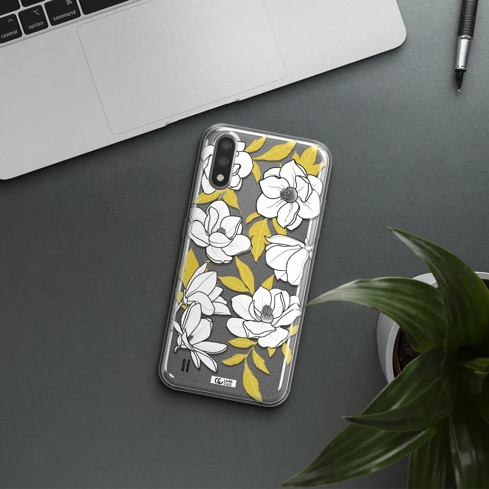 White Quince Flower Samsung A01 Clear TPU Case
