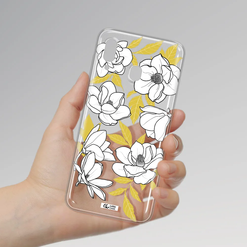 White Quince Flower Samsung A20 Clear TPU Case