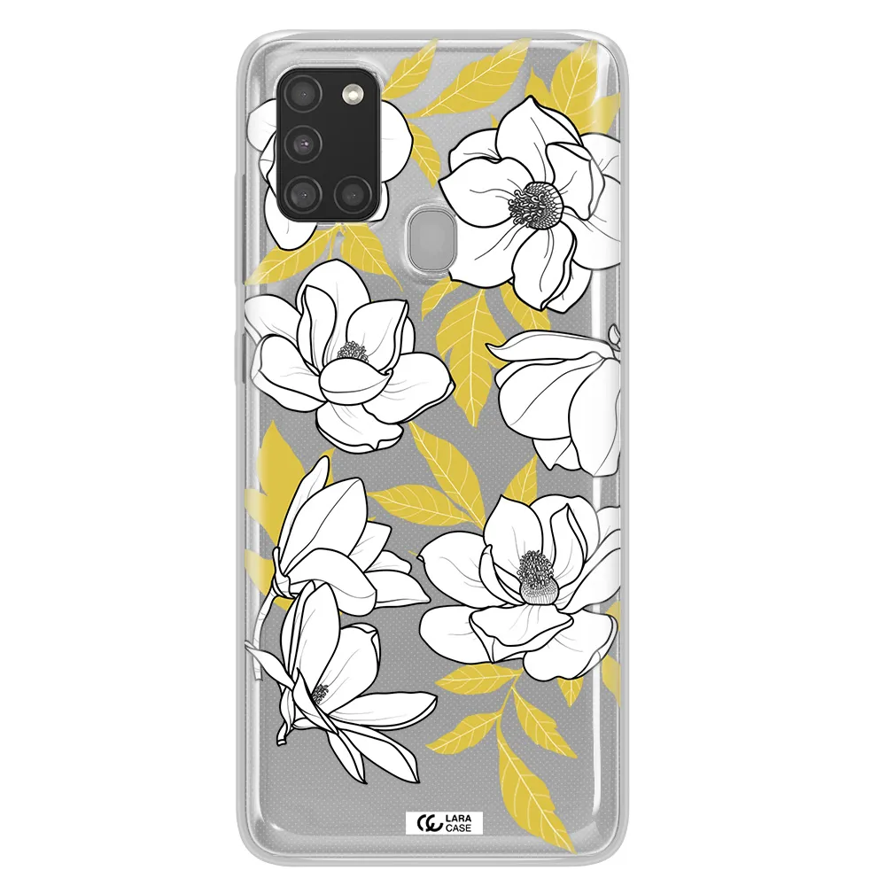 White Quince Flower Samsung A21S Clear TPU Case