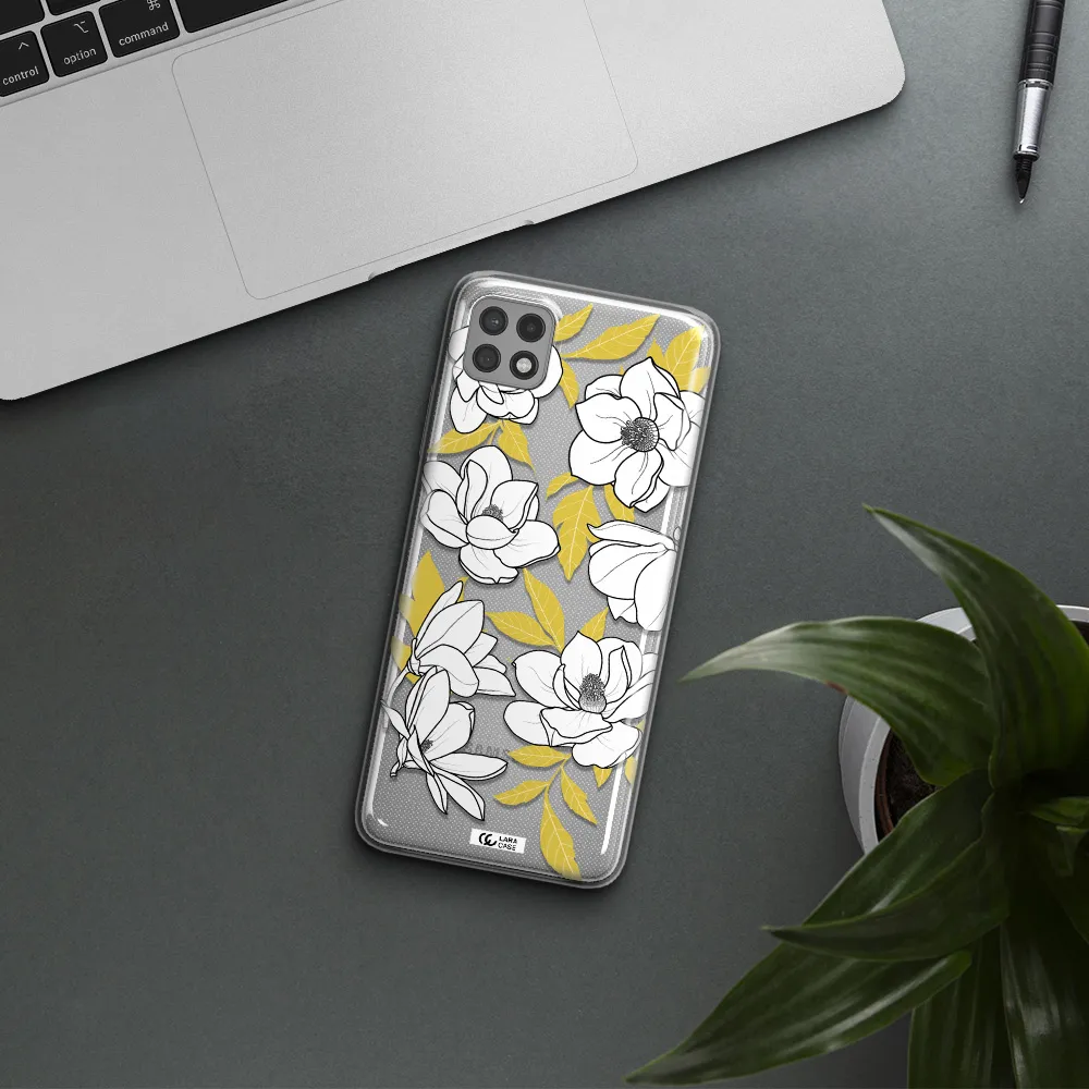White Quince Flower Samsung A22 5g Clear TPU Case