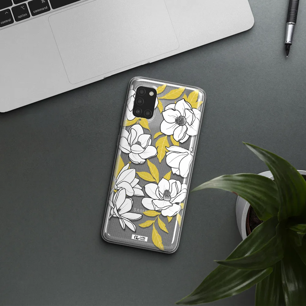 White Quince Flower Samsung A31 Clear TPU Case
