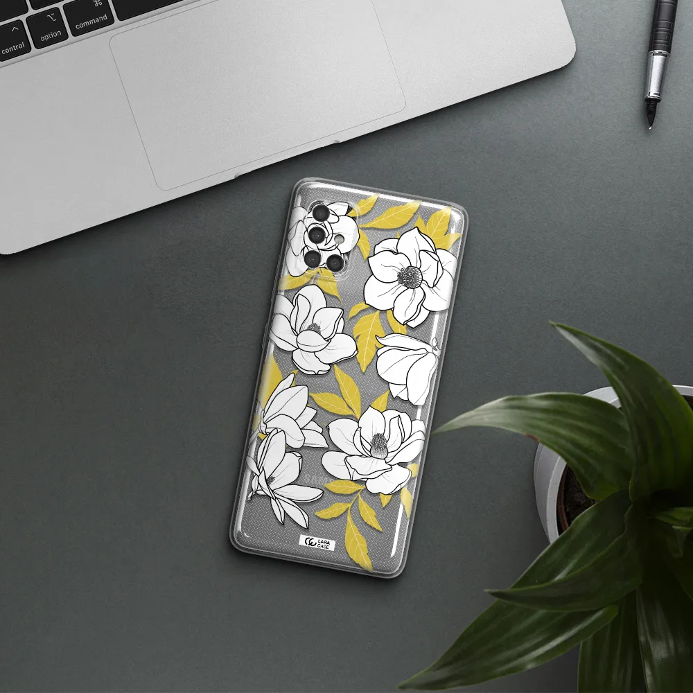 White Quince Flower Samsung A40S Clear Tpu Case