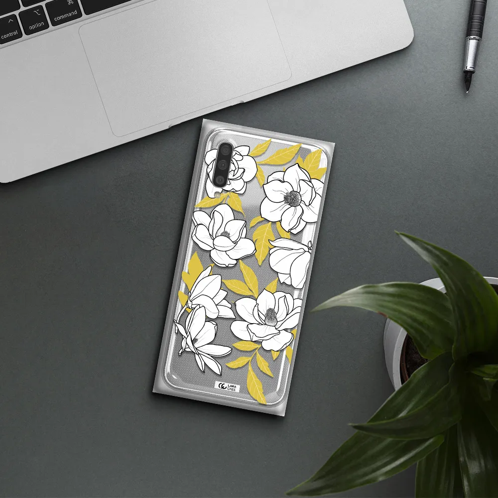 White Quince Flower Samsung A50S Clear Tpu Case