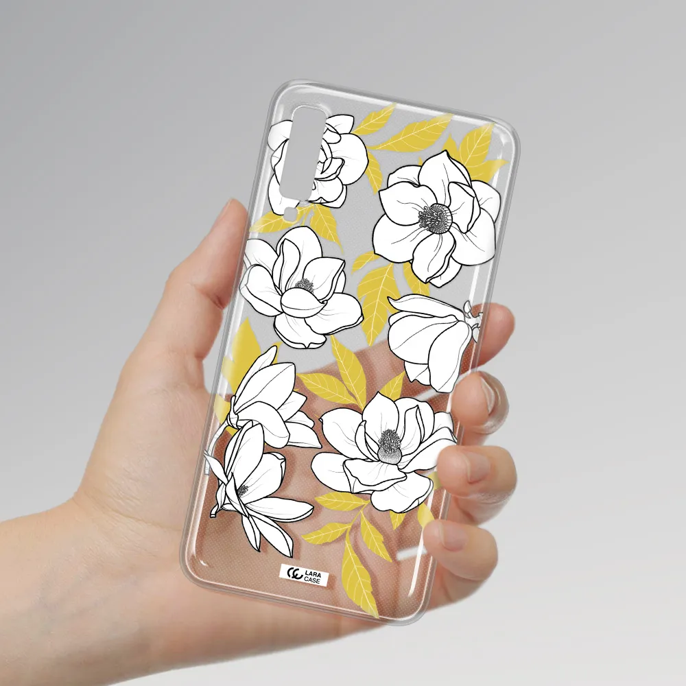 White Quince Flower Samsung A7 2018 Clear TPU Case