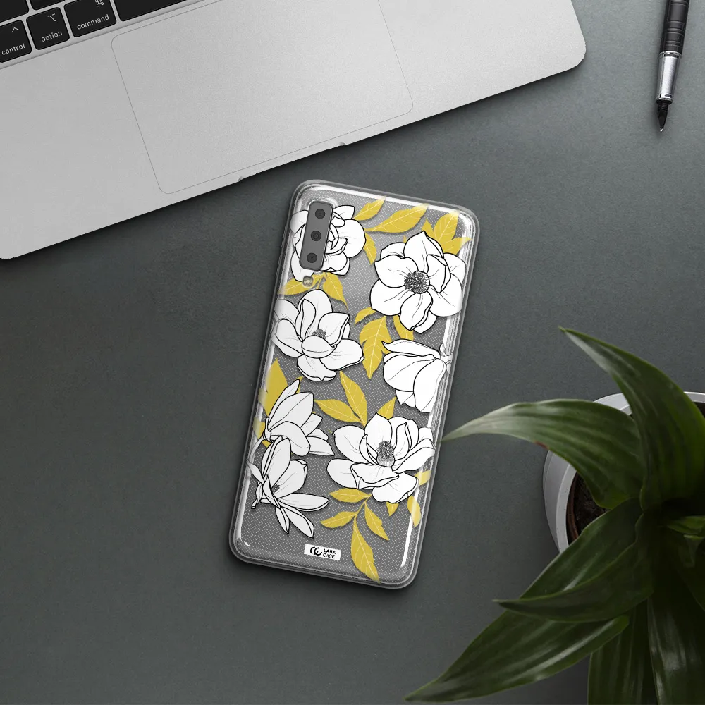 White Quince Flower Samsung A7 2018 Clear TPU Case
