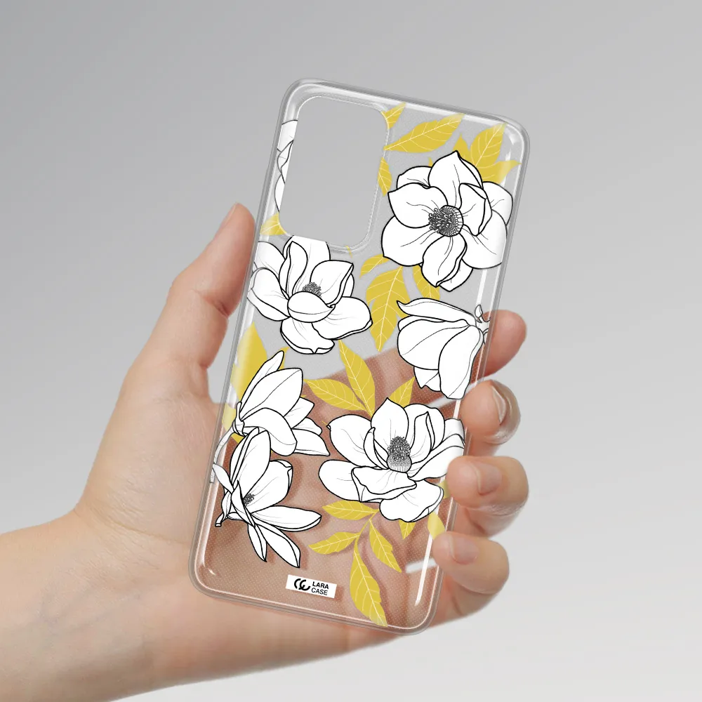 White Quince Flower Samsung A72 Clear TPU Case