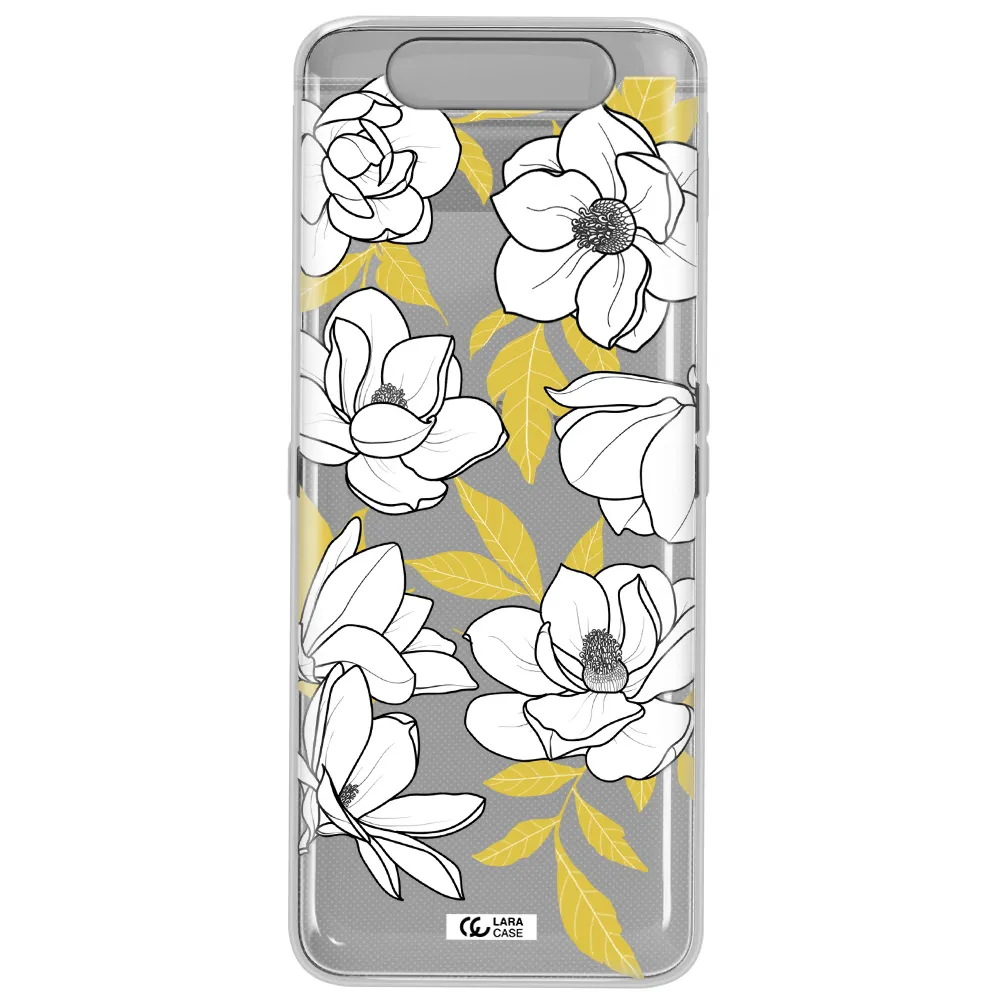 White Quince Flower Samsung A80 Clear TPU Case