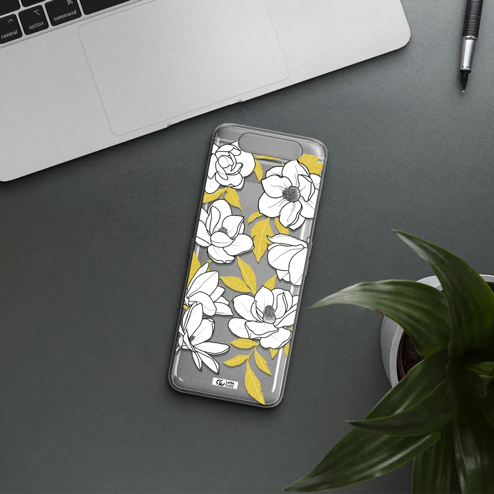 White Quince Flower Samsung A80 Clear TPU Case
