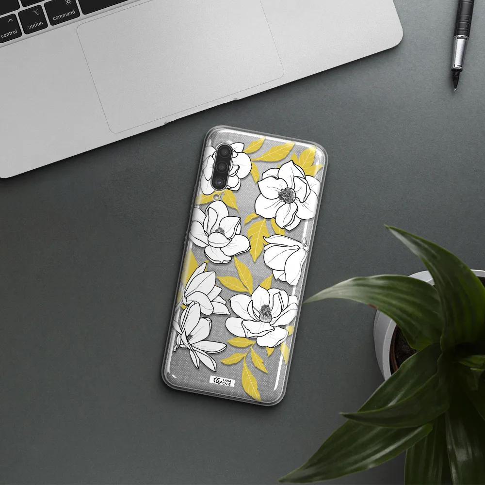 White Quince Flower Samsung A90 Clear TPU Case