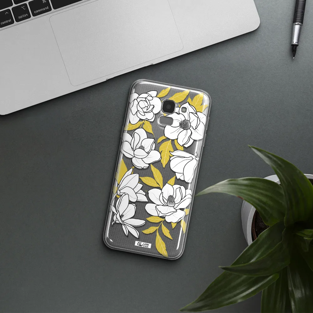 White Quince Flower Samsung J6 Clear TPU Case