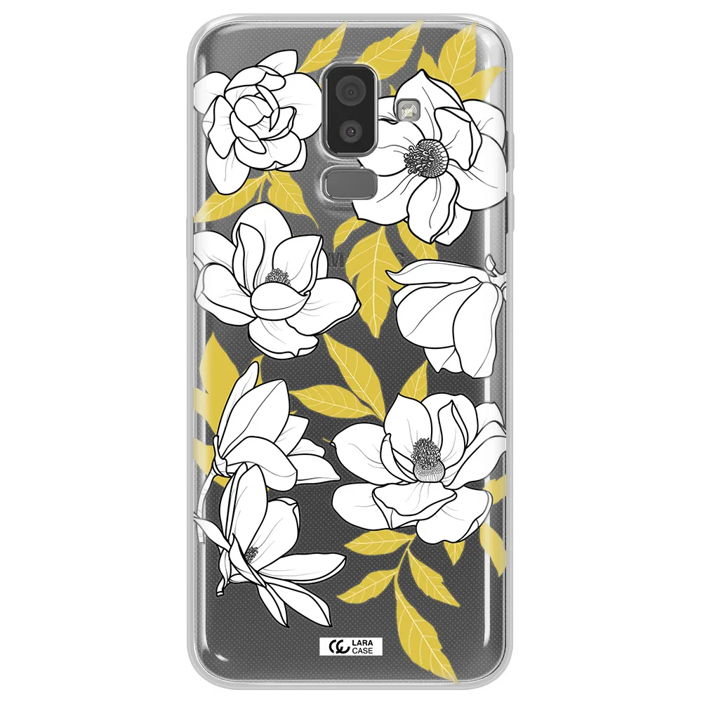 White Quince Flower Samsung J8 Clear TPU Case