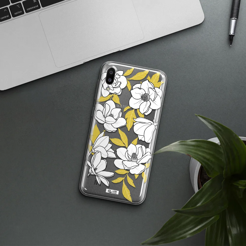 White Quince Flower Samsung M10 Clear TPU Case