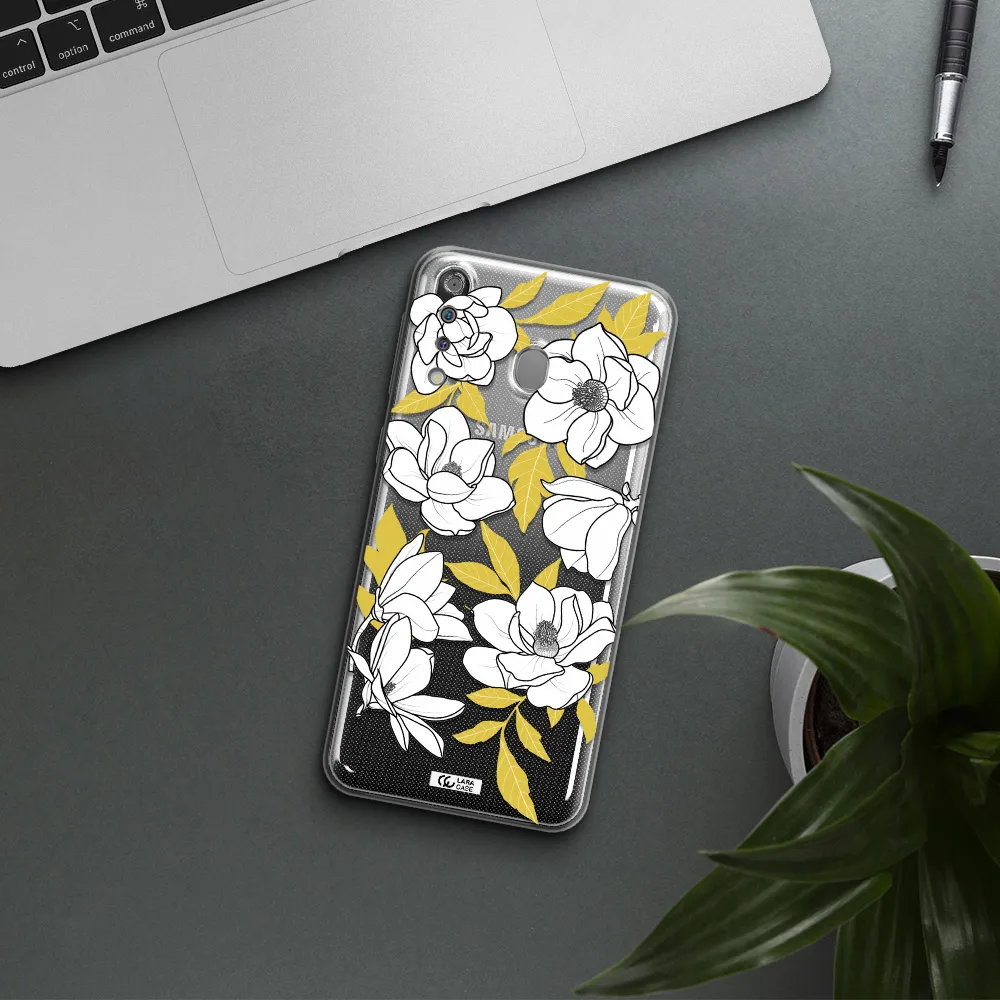 White Quince Flower Samsung M30 Clear TPU Case