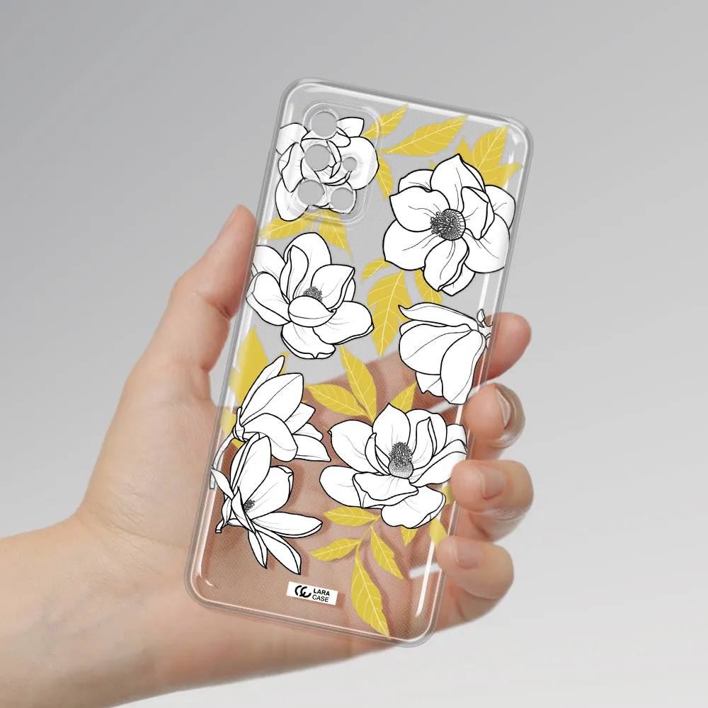 White Quince Flower Samsung M51 Clear TPU Case