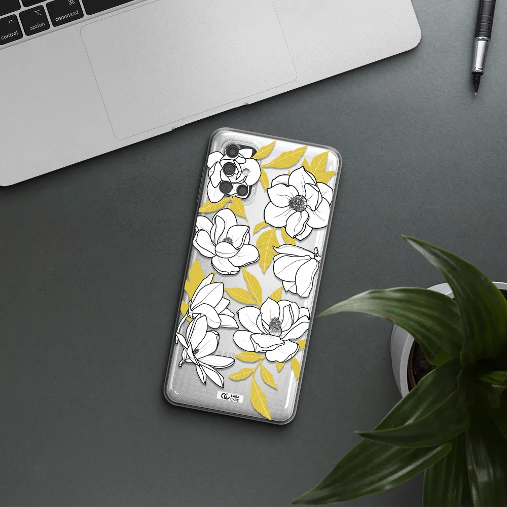 White Quince Flower Samsung M51 Clear TPU Case