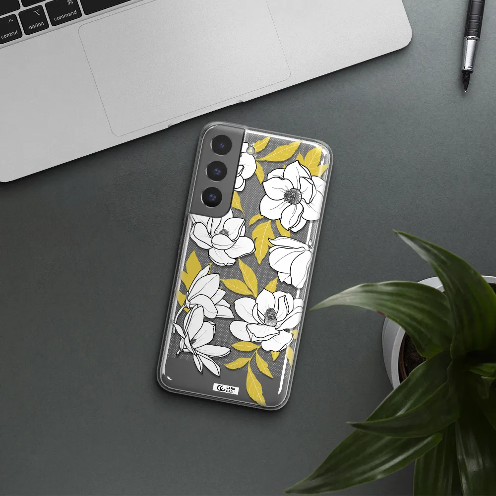 White Quince Flower Samsung S 22 Clear TPU Case