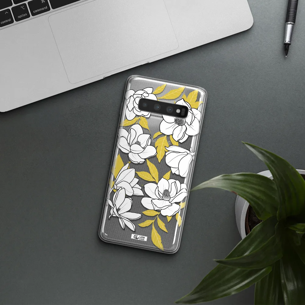 White Quince Flower Samsung S10 Clear TPU Case