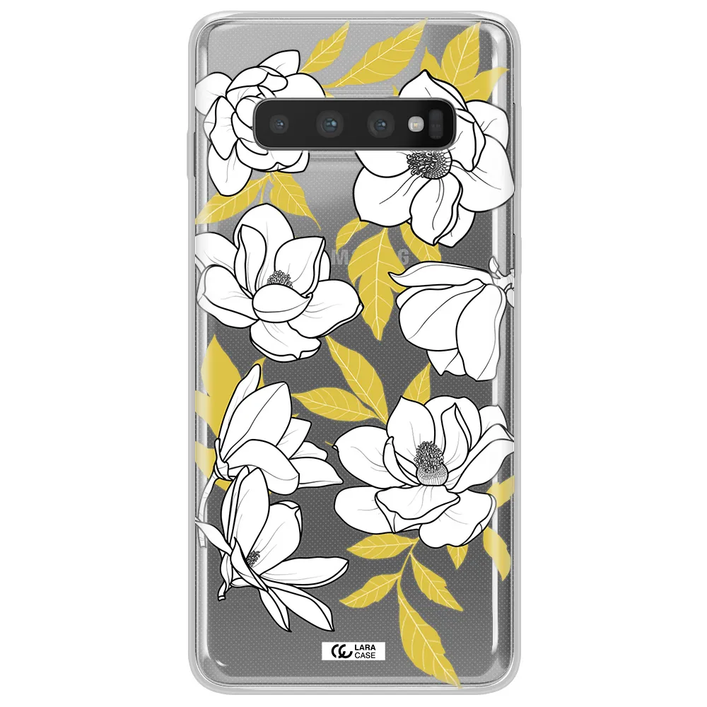 White Quince Flower Samsung S10 Plus Clear TPU Case