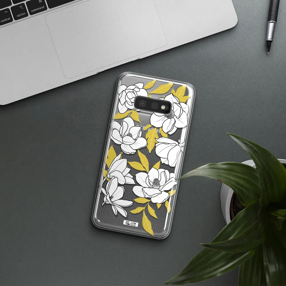 White Quince Flower Samsung S10e Clear TPU Case