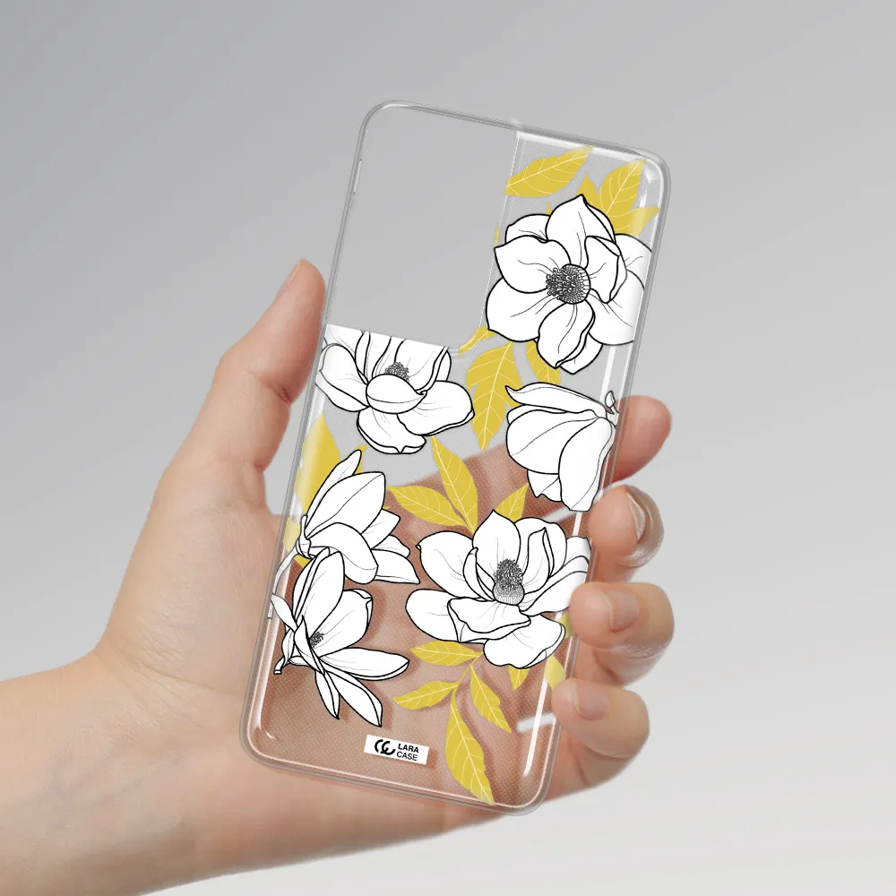 White Quince Flower Samsung S21 Ultra Clear TPU Case