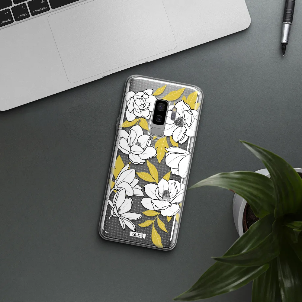 White Quince Flower Samsung S9 Plus Clear TPU Case