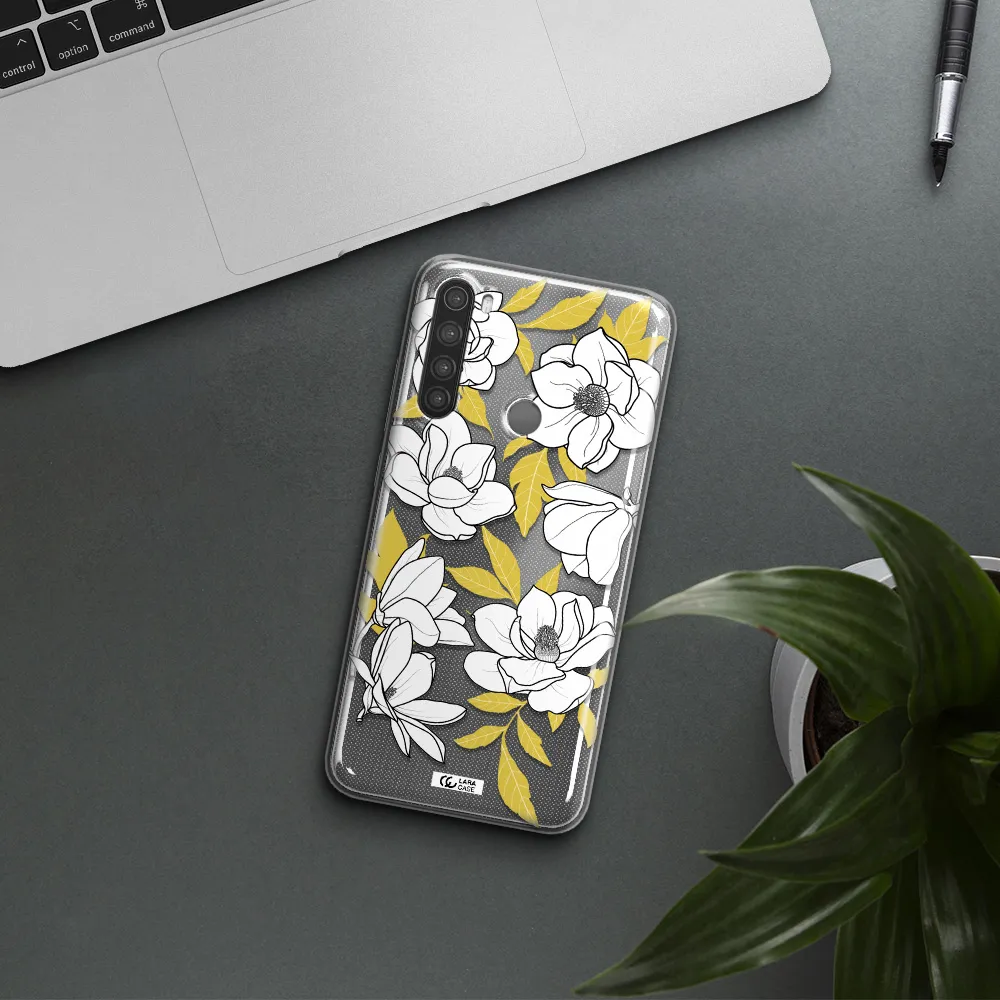 White Quince Flower Xiaomi Note 8 Clear TPU Case