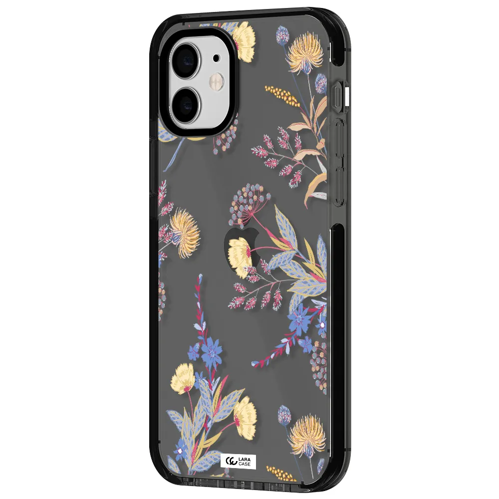 Pastel Fall Flowers Apple iPhone 11 impact Smoke Black Case