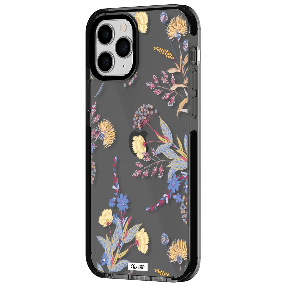 Pastel Fall Flowers Apple iPhone 11 pro impact Smoke Black Case
