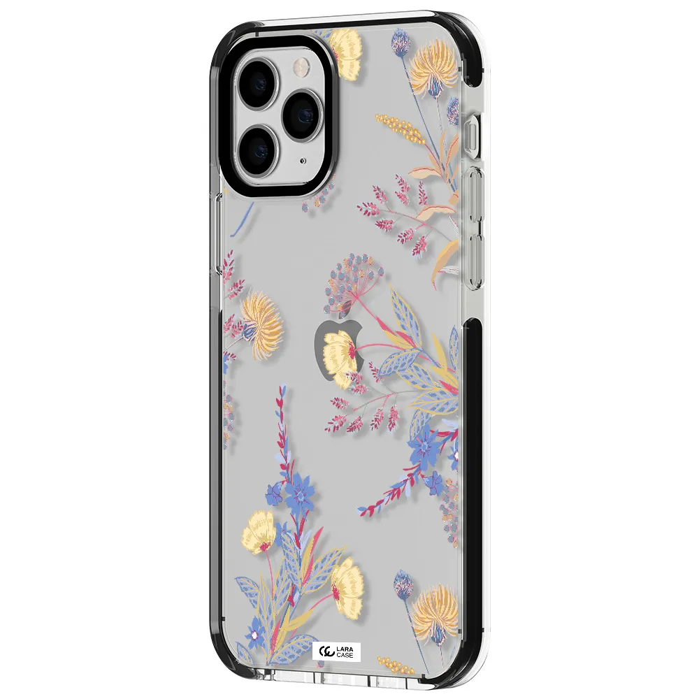 Pastel Fall Flowers Apple iPhone 11 pro max impact black border Case