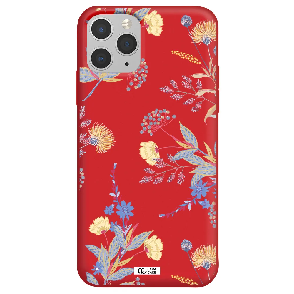 Pastel Fall Flowers Apple iPhone 11 pro max Silicone Imperial Red Case