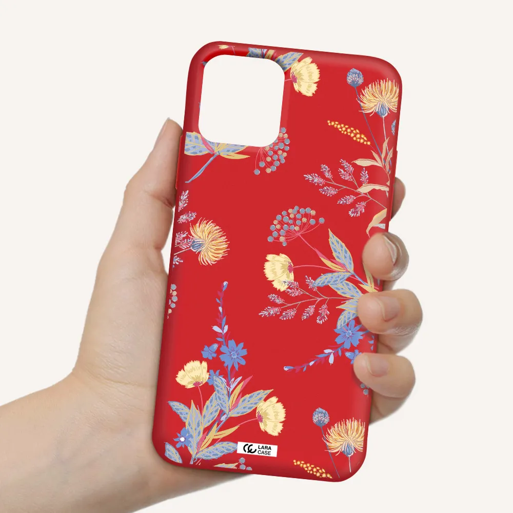 Pastel Fall Flowers Apple iPhone 11 pro max Silicone Imperial Red Case