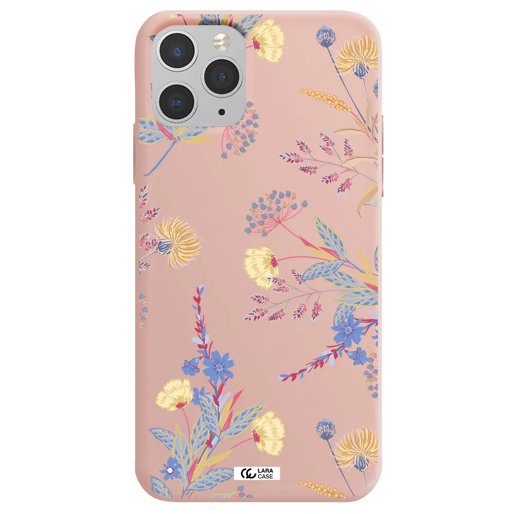Pastel Fall Flowers Apple iPhone 11 pro max Silicone pastel pink Case