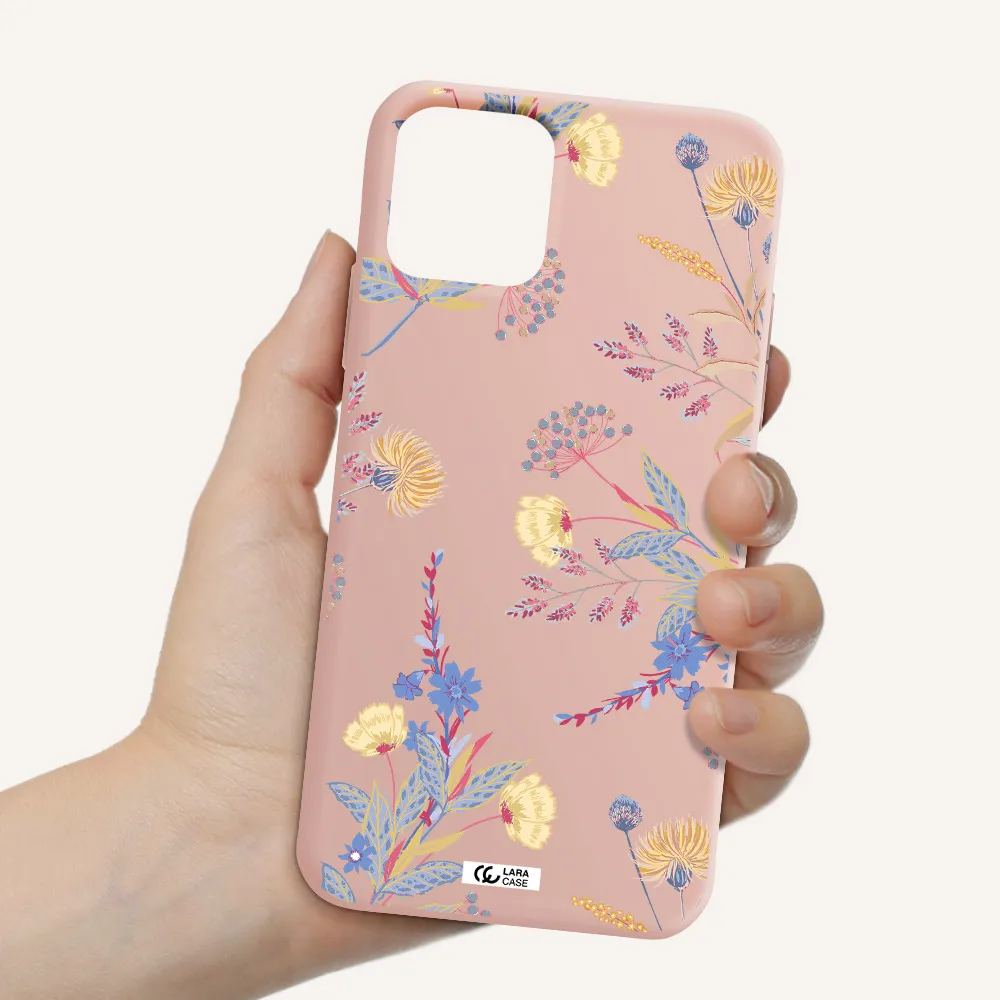 Pastel Fall Flowers Apple iPhone 11 pro max Silicone pastel pink Case
