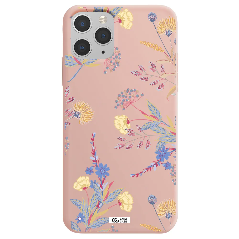 Pastel Fall Flowers Apple iPhone 11 pro Silicone pastel pink Case