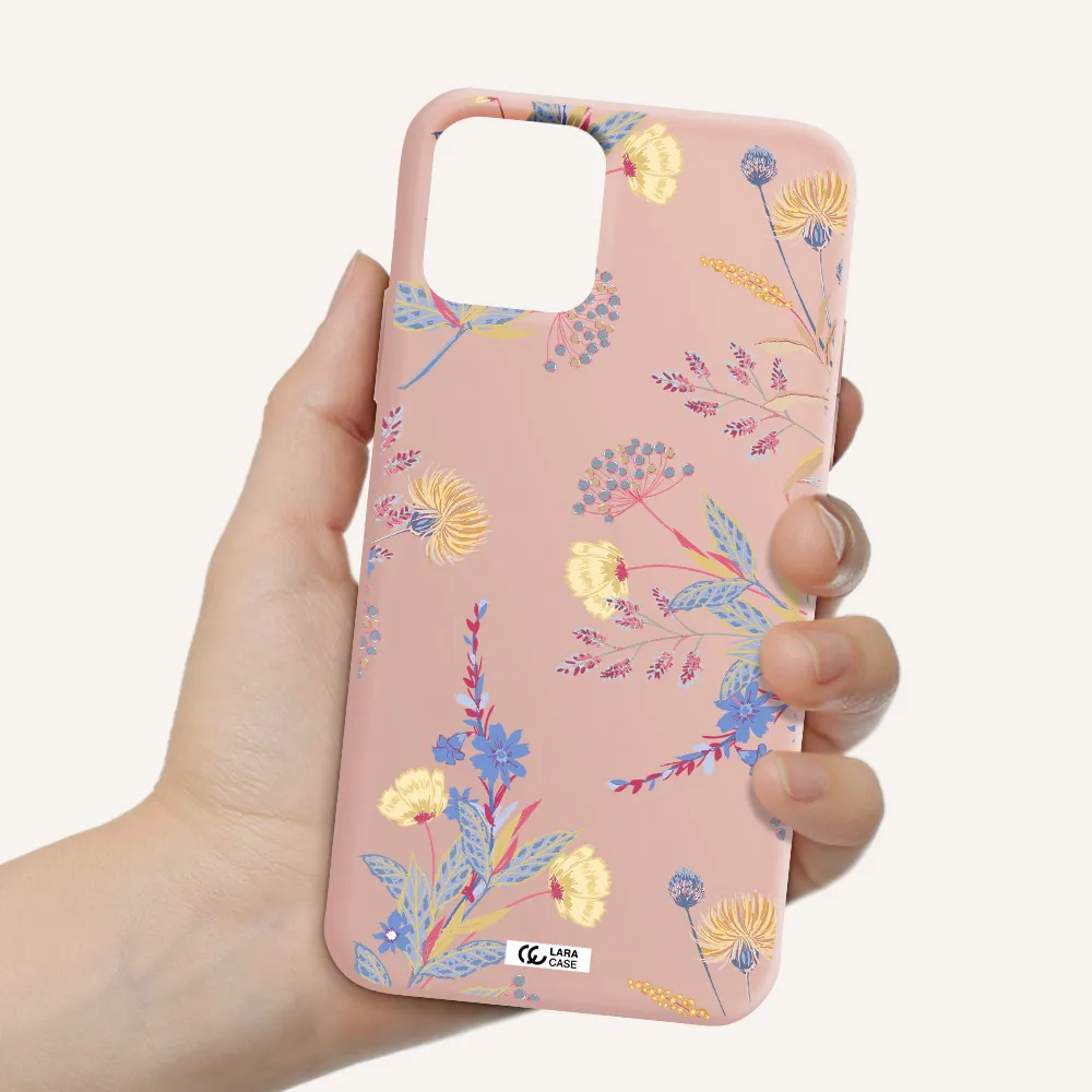 Pastel Fall Flowers Apple iPhone 11 pro Silicone pastel pink Case