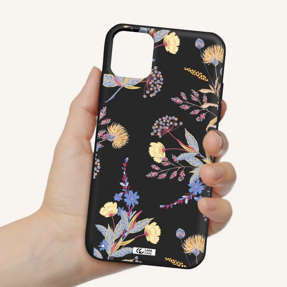 Pastel Fall Flowers Apple iPhone 11 Silicone black Case